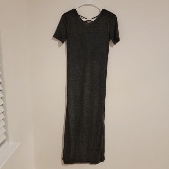 Fashion Nova Midi Dress Size Small S New Gray Mineral Wash Side Slits Low Back - Picture 1 of 8